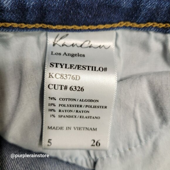 Kancan Jeans Size 26 Skinny Mid Rise Raw Hem Medium Light Wash Stretch Denim - Picture 4 of 12